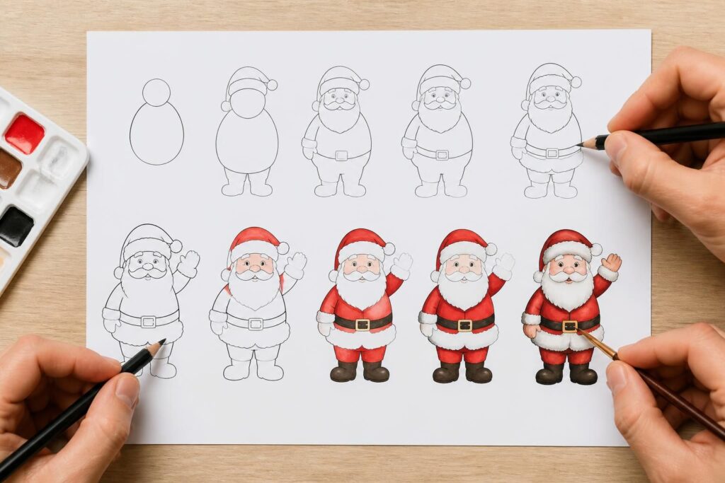 apprenez à dessiner un père noël étape par étape facilement grâce à notre guide simple et illustré, idéal pour tous les niveaux.